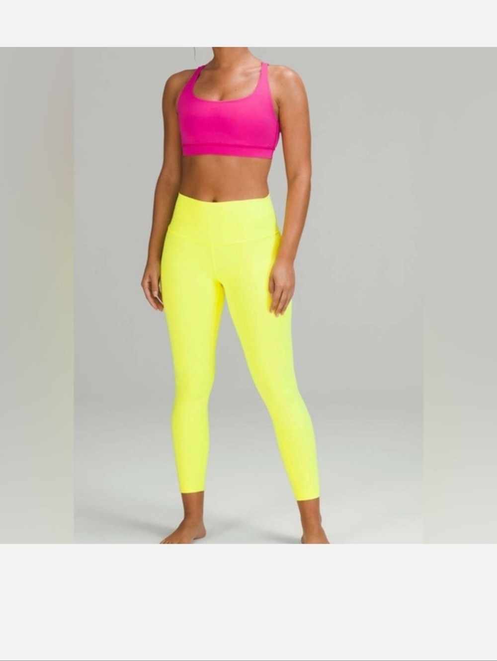Lululemon Wunder Under Neon Yellow High-Waist Leggings Sz 10
